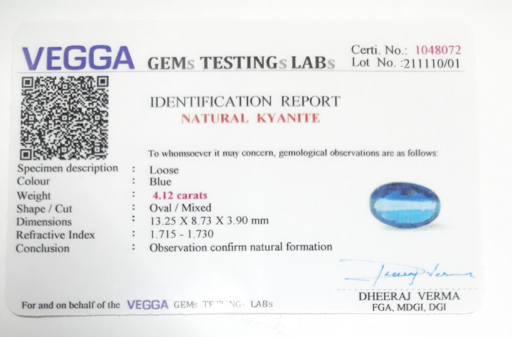 Natural Kyanite @80 per Carat – 4.12 Carats | With Lab Certified - Image 4