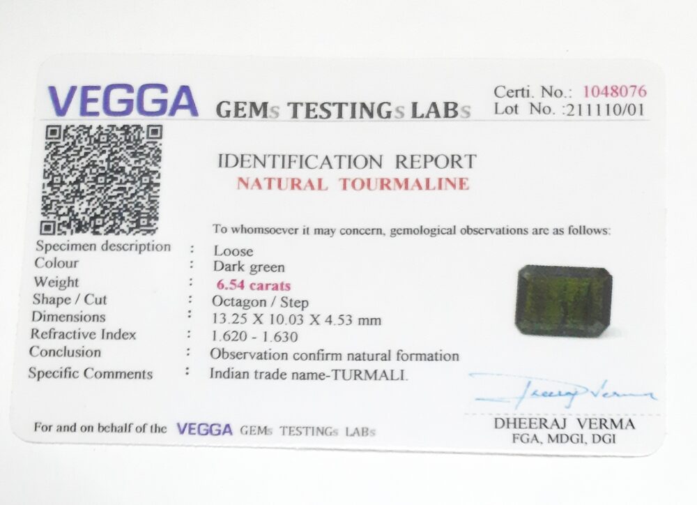 Natural Green Turmali (Tourmaline) @150 per Carat – 6.54 Carats | With Lab Certified - Image 4